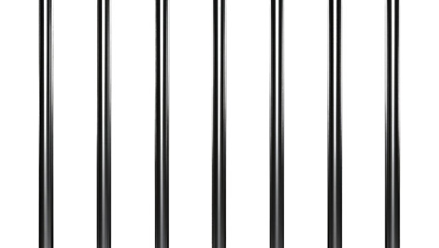 Polished metal prison bars creating a sense of confinement, isolated on transparent background