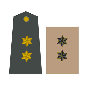 Galon de passant d'&eacute;paule de c&eacute;r&eacute;monie et galon de poitrine sur tenue de travail de l'arm&eacute;e de terre belge : lieutenant