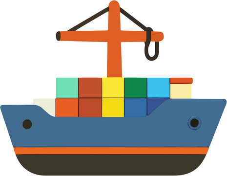 Stacked Cubes Cargo Ship Icon 3d Vector Illustration