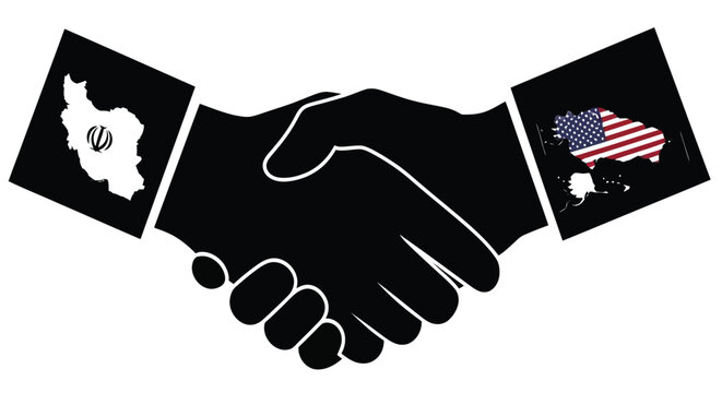 A symbolic handshake representing potential diplomatic relations between Iran and the United States