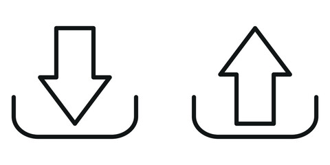 Modern black outline download and upload arrow icons for digital data transfer and web interface © Tanvir Khan