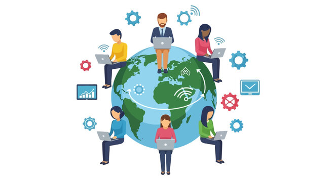 People Working Around The Globe Online.