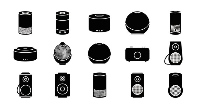Collection of Smart Speaker Icons and Silhouettes