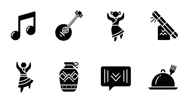 Cultural Celebration Icons: Music, Dance, Food, and Art