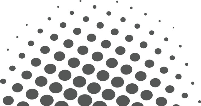 Halftone dot pattern gradient with gray circles of varying sizes on a white background