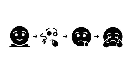 Fototapeta premium Emotional Transformation: Happy to Sad Emoji Stages
