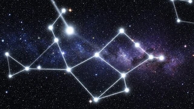 Draco Constellation Glowing Star Map in Deep Space Galaxy with Nebula