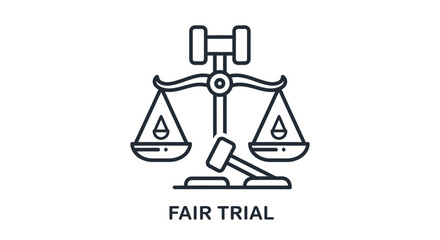 Naklejka premium Scales of Justice and Gavel Icon Symbolizing Fair Trial and Legal Judgment