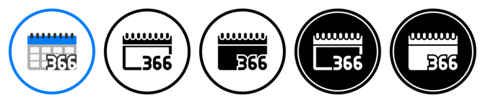 Flat leap year icons, in outline and solid styles