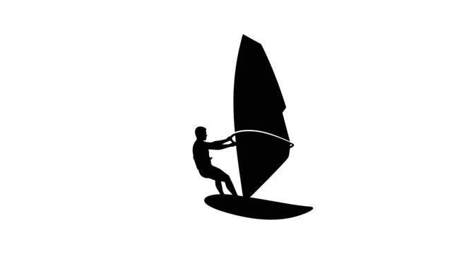 Man on a windsurf board.