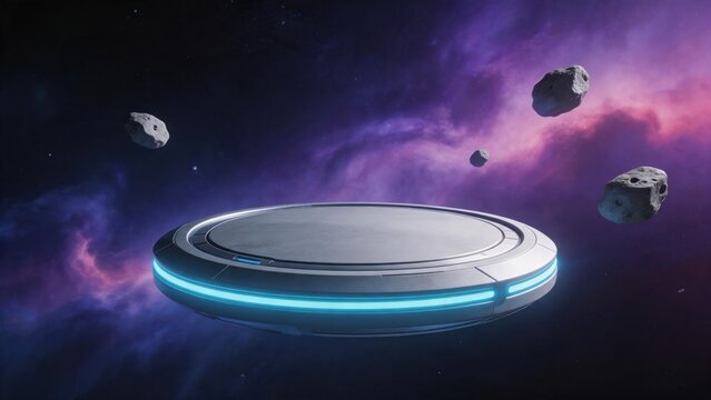 Futuristic spacecraft in space