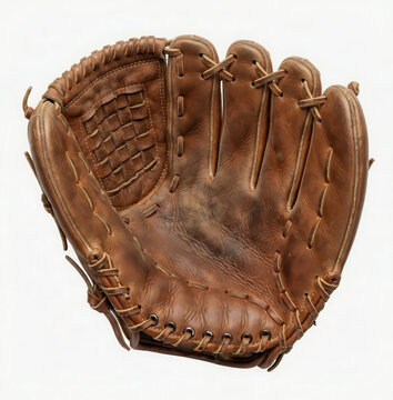 Guantone da baseball in pelle marrone isolato su sfondo bianco. Generative AI