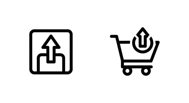 Stock replenishment and refill icons with replenishment shopping increase inventory management business isolated background commerce logistics warehouse operation distribution movement