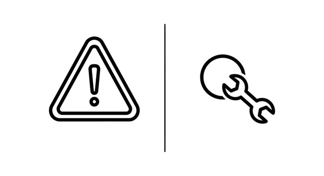 Medium severity warning icon and moderate issue icon with severity triangle exclamation moderate minimalist mechanical technical maintenance operation management solution troubleshooting
