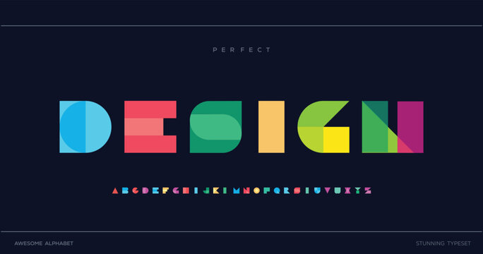 Abstract Color overlap, decorative font, geometric type for modern color logo, headline, art lettering and maxi typographic. Minimal style letter, vector typography design