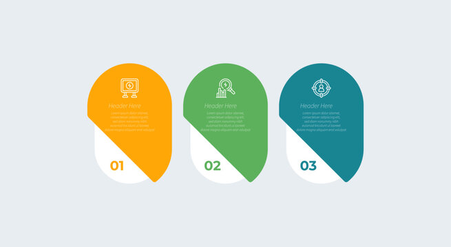 Three colorful header boxes contain text descriptions and unique icons.