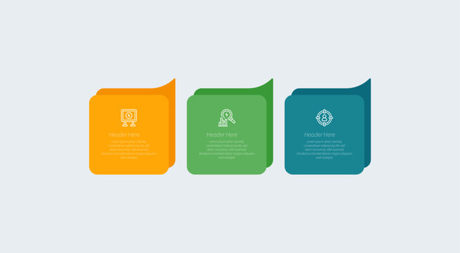 Three colorful header boxes contain text descriptions and unique icons.