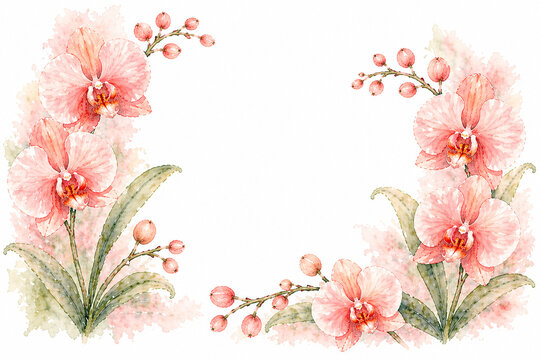 Phalaenopsis Orchid Watercolor Illustration &ndash; 胡蝶蘭の水彩イラスト・上品で華やかな蘭の花素材