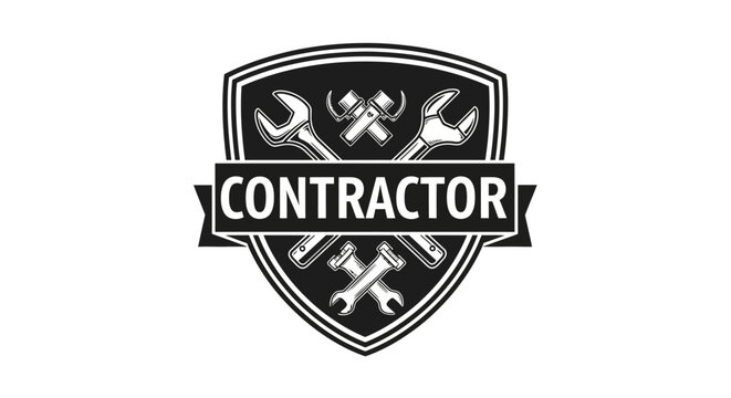 Contractor Logo With Tools Shield.