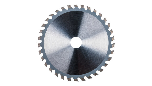 Circular saw blade with sharp teeth, isolated on transparent background
