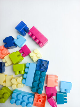 Children's Lego toys on a white background