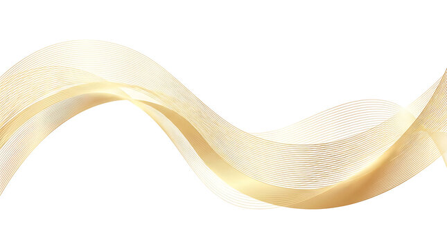 Golden gradient linear wave background with creamy texture and smooth curves on white
