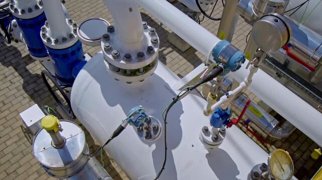 Industrial Pipeline System with Valves and Flanges.