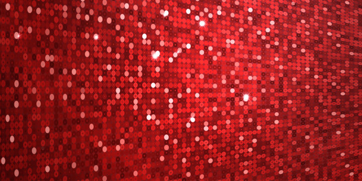 A shimmering background of red sequins in varying shades from deep crimson to light pink. Bright white star-shaped glints add a sparkling effect.