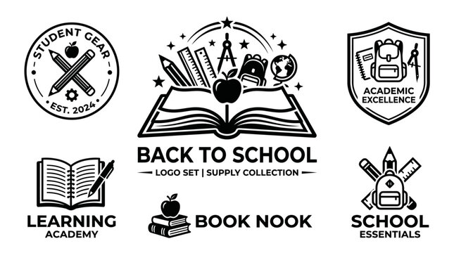 Back to school logo set collection.