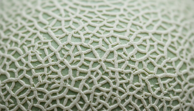 Premium Japanese Crown Melon skin texture with white reticulated netting pattern