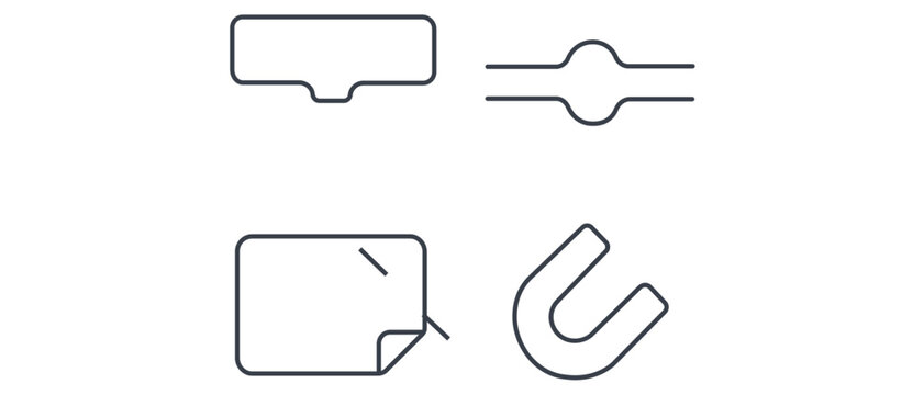 Agile kanban board workflow management vector icon set featuring column headers swimlane dividers index cards and status magnets for project planning and development collection of 4 icons for web