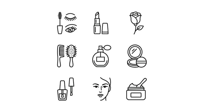 Collection of beauty and makeup icons.