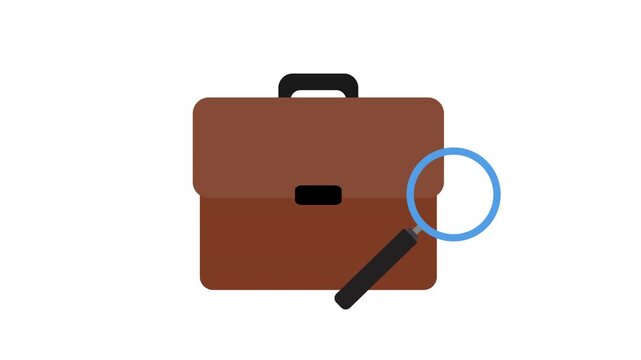 Job Search and Business Audit Animation with Briefcase and Magnifying Glass - Career and Corporate Investigation Concept