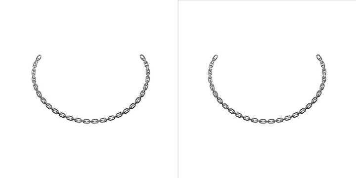 Two elegant silver chain necklaces arranged on transparent background