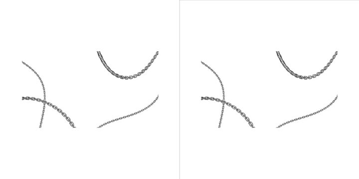 Set of delicate silver jewelry chains isolated on transparent background