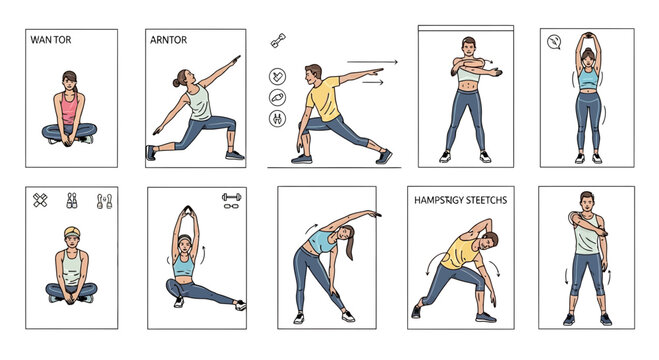Diverse People Doing Various Stretching Exercises