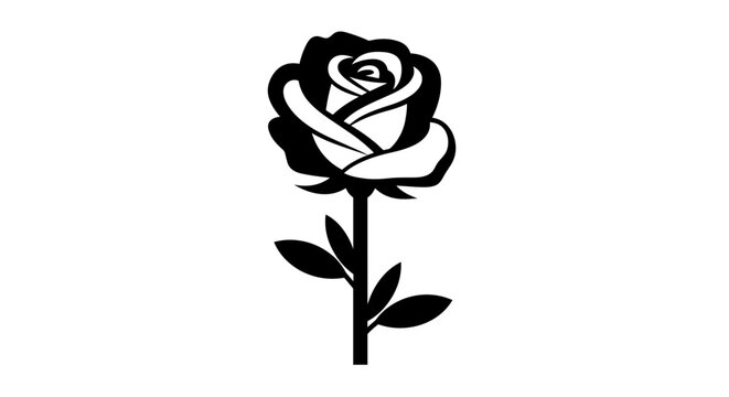 Black Rose Flower Illustration.