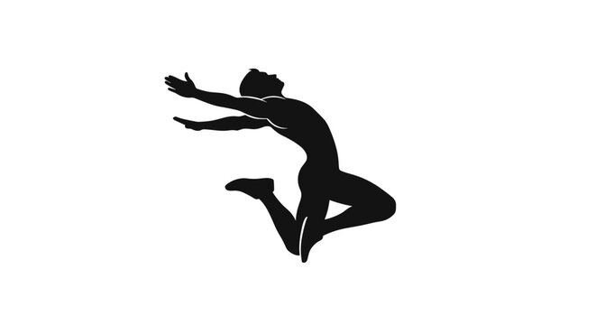 Silhouette of a dancer jumping.