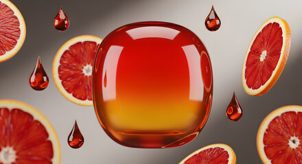 Fototapeta premium Vibrant blood orange slices and droplets with transparent background