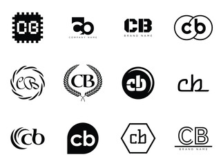 CB logo company template. Letter c and b logotype. Set different classic serif lettering and modern bold text with design elements. Initial font typography. © SolaruS
