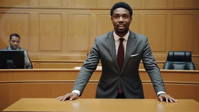 Lawyer raising an objection in court.