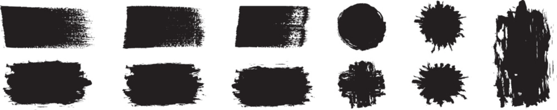 Set of vector paint brush stroke, black set paint, ink brush, brush strokes, brushes, lines, frames, box, grungy. Vector sketch rectangle text boxes 