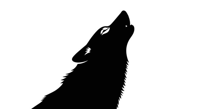 Black Wolf Silhouette Howling Loud.