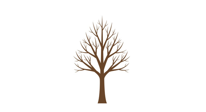 Bare tree illustration with copy space, minimalist graphic design, seasonal concept
