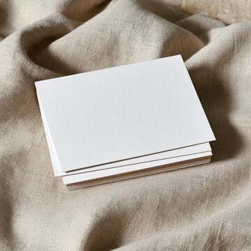 Empty white brochure magazine mockup with stack flyers beige line