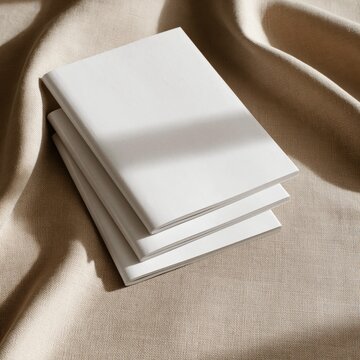 Empty white brochure magazine mockup with stack magazines