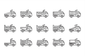 Dump Truck Icons Set, Construction Vehicle Heavy Equipment Transport © Icon Nest