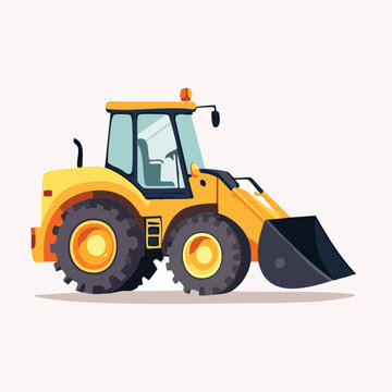 Yellow Front Loader Construction Vehicle Illustration
