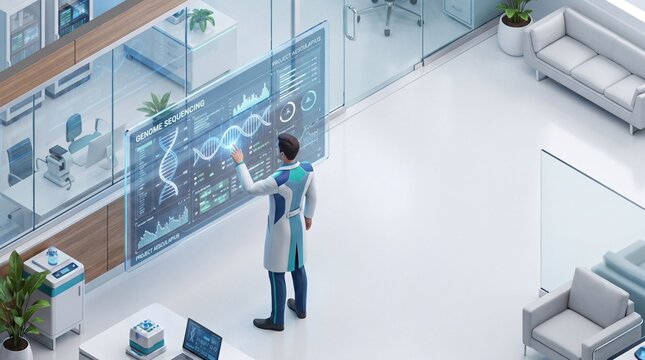 Isometric Doctor Analyzing Genetic Data on Virtual Screen