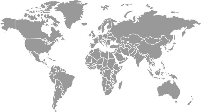 World Map Vector Minimalist Geographic Illustration